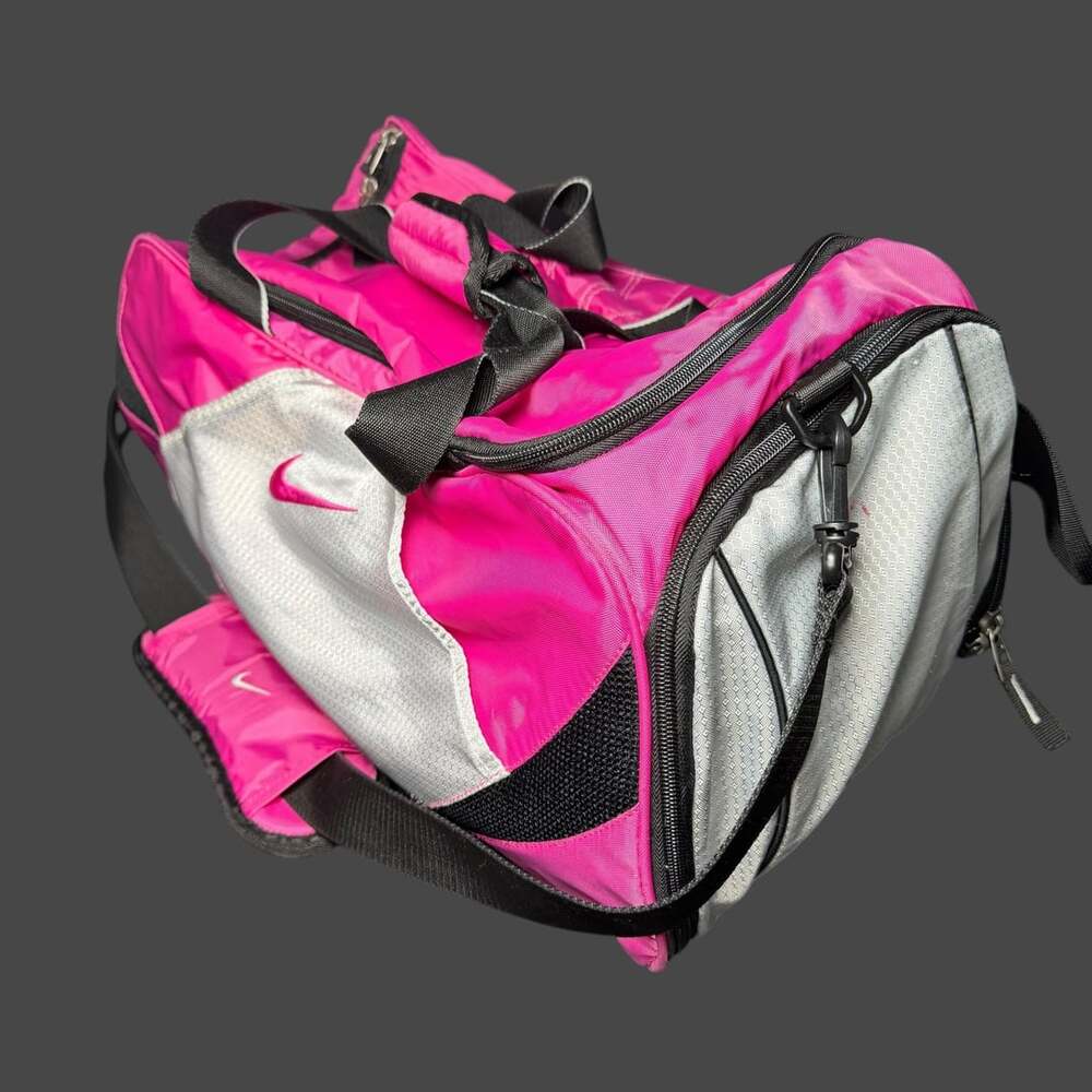 Nike Pink and Grey Gym Duffle Bag